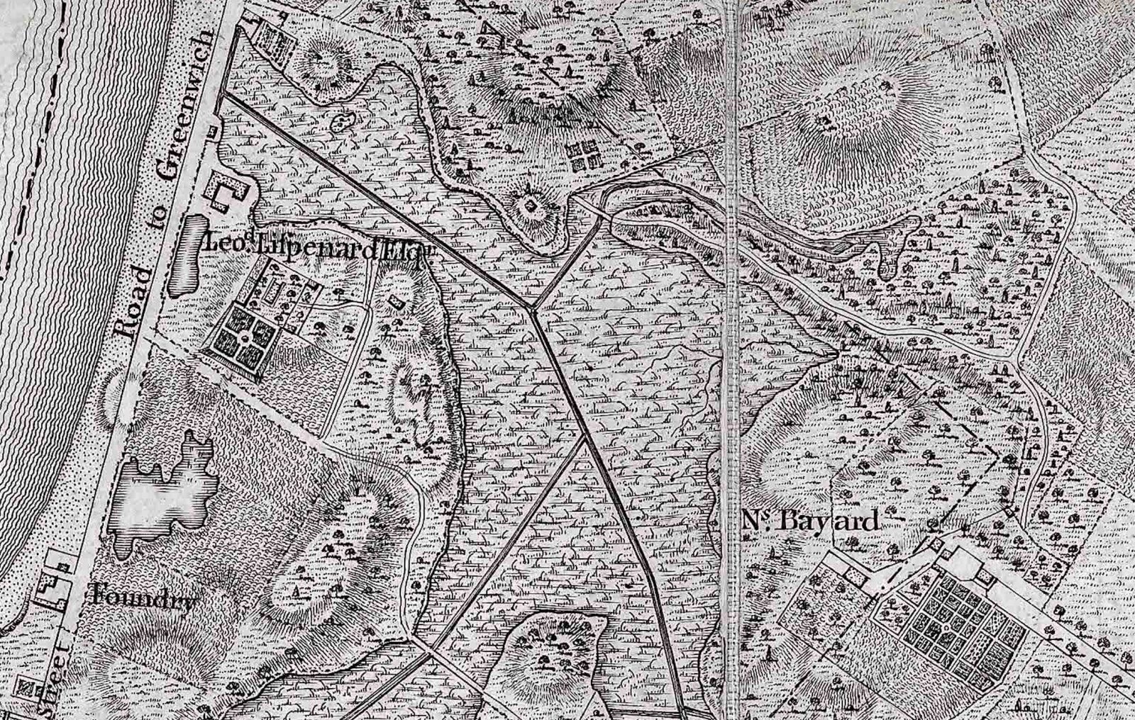 This detail depicts the Commons (today’s City Hall Park, City Hall and Tweed Courthouse) which at the time it was created was the site of an almshouse for the poor, and debtors prison and British soldiers barracks. Courtesy of Robert Augustyn Rare Maps and Prints